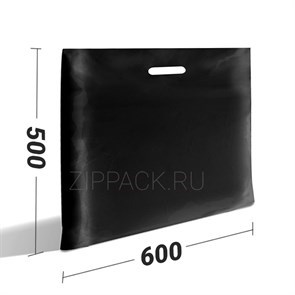 Черный полиэтиленовый пакет с ручкой 50*60 PR50*60black - фото 6461