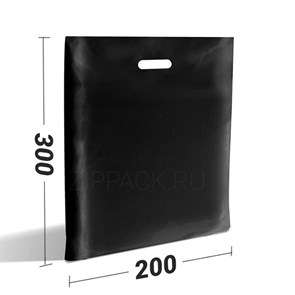 Черный полиэтиленовый пакет с ручкой 20*30 PR20*30black