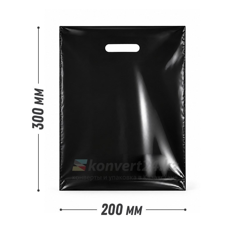 Черный полиэтиленовый пакет с ручкой 20*30 PR20*30black