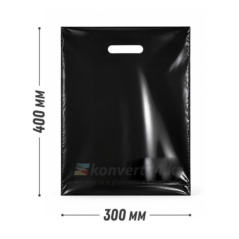 Черный полиэтиленовый пакет с ручкой 30*40 PR30*40black