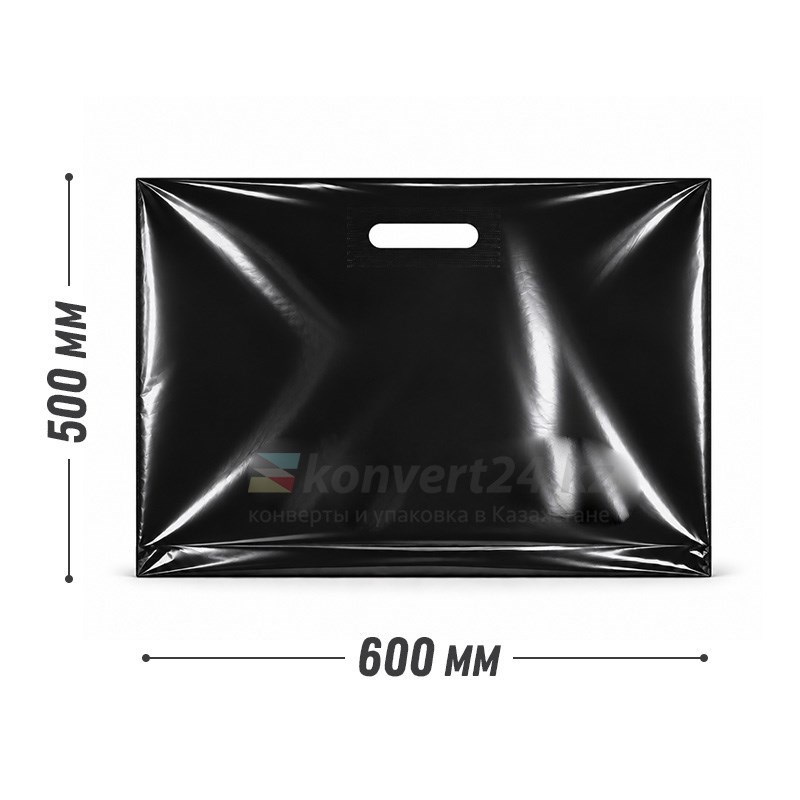 Черный полиэтиленовый пакет с ручкой 50*60 PR50*60black