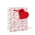 Пакет подарочный с ручками, "Сердца", 14х7х17см, тиснение, бумага, 4 дизайна 2029