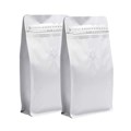Белый пакет для кофе 130*200+70 мм / 0.25 кг / 8-шовный с замком zip-lock / клапан дегазации К2102